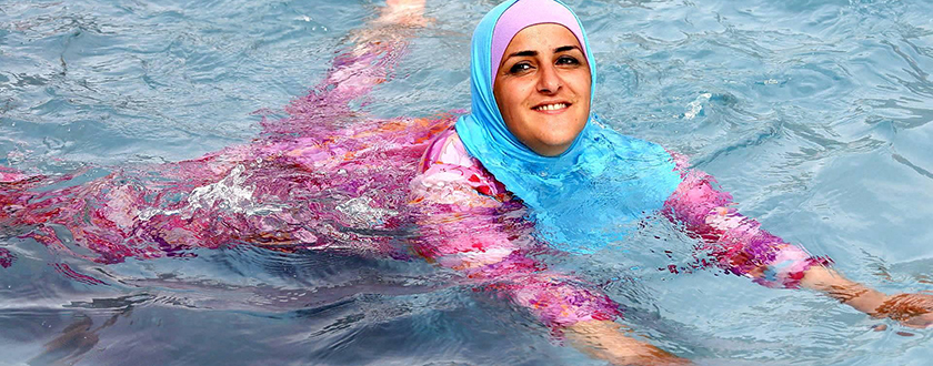 مایو پوشیده زنانه و دخترانه 2016 مایو اسلامی بورکینی مایو نیمه پوشیده لباس شنای پوشیده