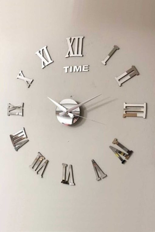 ساعت دیواری عدد دار سه بعدی Time (نقره اي) برند Wooden Factory کد 1698518497
