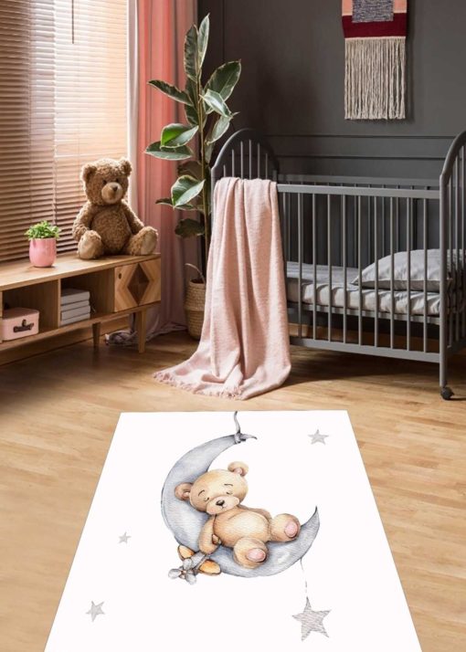 فرش چاپ بچه گانه کودک قابل شستشو کف دیجیتالی لیز نمیخورد طرح خرس کوچولو رنگی برند Bona Fortuna کد 1697825003