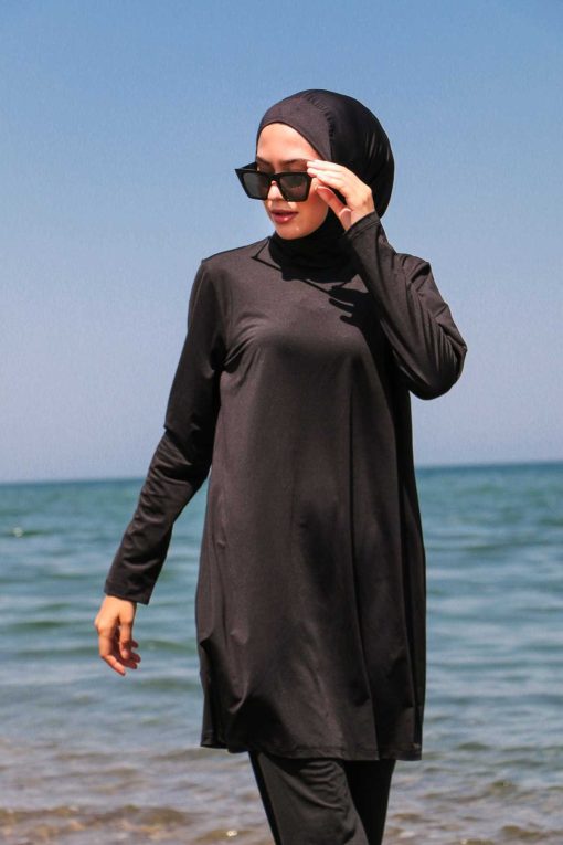 مایو اسلامی پوشیده کامل ساده طراحی مشکی برند Marina کد 1696541533