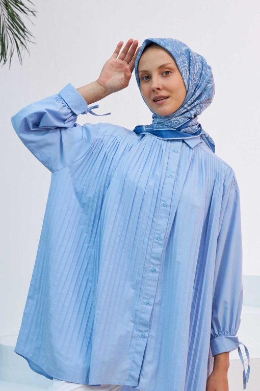 روسری ابریشم مصنوعی پنبه آبی برند İpekhan کد 1701017530