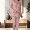 پیژامه لیکرا ابریشم مصنوعی مخمل 75پنبه لباس بلند و گشاد برند Mecit Pijama کد 1700572156