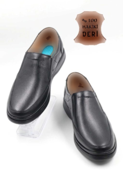 کفش ارتوپدیک کف روزانه مردانه مشکی چرم اصل برند Pelle Ayakkabı کد 1701368534