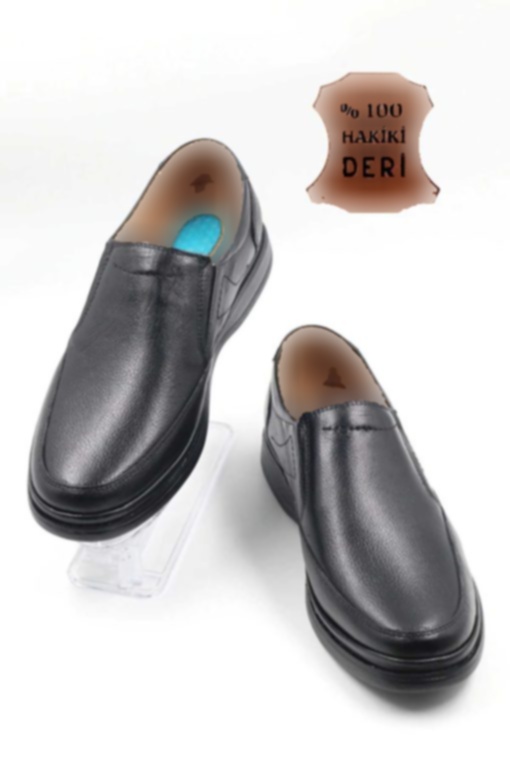 کفش ارتوپدیک کف روزانه مردانه مشکی چرم اصل برند Pelle Ayakkabı کد 1701368534