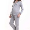 ست دوتایی پیژامه طوسی لوسا بارداری برند LadyMina Pijama کد 1700352549