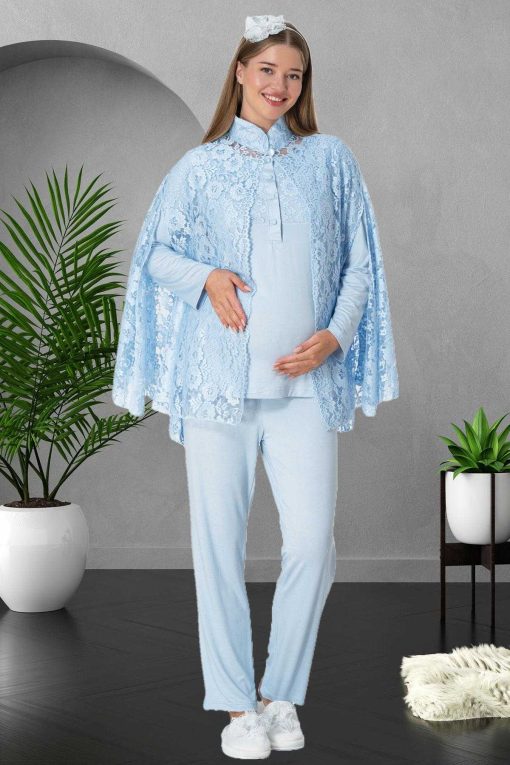لباس راحتی لیکرا ابریشم مصنوعی 75پنبه توری با پنجره برند Mecit Pijama کد 1700572158