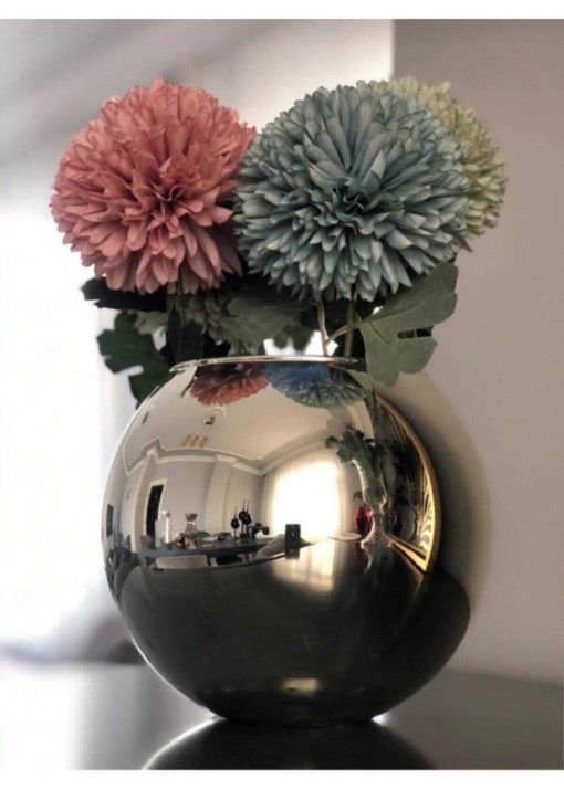 گلدان تزئینی شیشه ای اینه‎ای براق رنگ نقره پاشاباهچه برند Lui Tasarım کد 1698825896