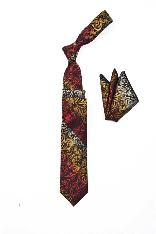 کراوات با دستمال راه‎راه طرح‎دار برند Cengiz İnler کد 1700598209