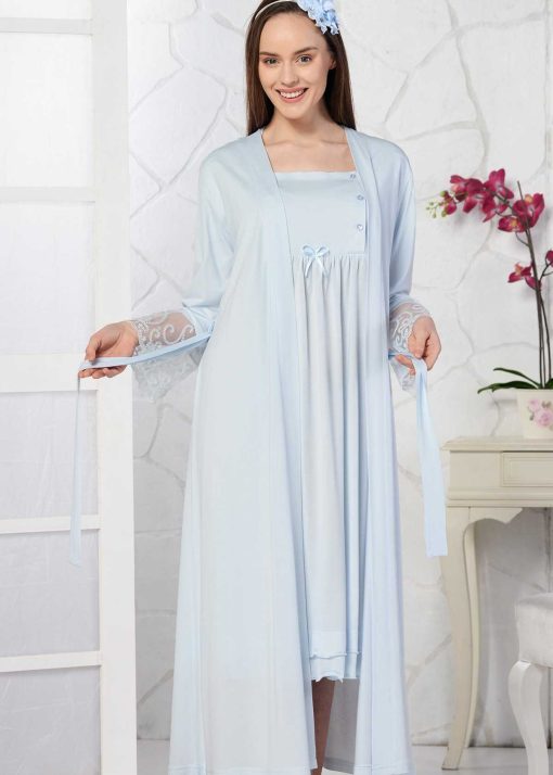 ست لباس شب بلند و گشاد آبی زنانه برند Emose کد 1700251095