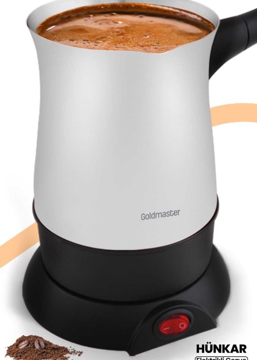 قهوه‎جوش برقی ظرفیت فولادی ضد زنگ 5فنجان سفید برند GoldMaster کد 1699880490