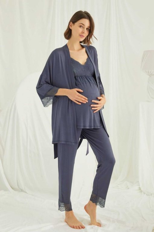 لباس راحتی بلند و گشاد سرمه ای بارداری زنانه برند MONAMİSE کد 1700525529