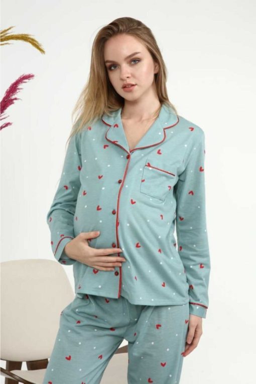 ست لباس راحتی بارداری قلب قرمز سبز برند LadyMina Pijama کد 1700572163