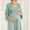ست لباس شب شیردهی 18470زنانه سبز روشن بارداری بند‎دار برند MONAMİSE کد 1700536290