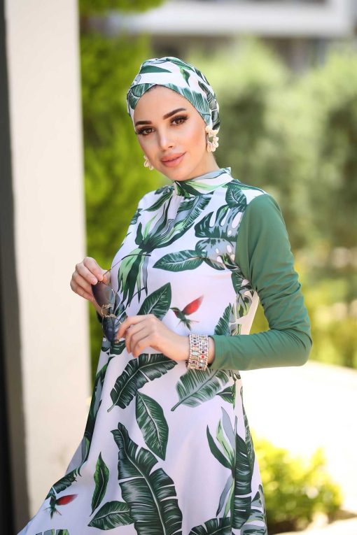 مایو اسلامی پوشیده کامل طراحی سبز برند Remsa Mayo کد 1700603901