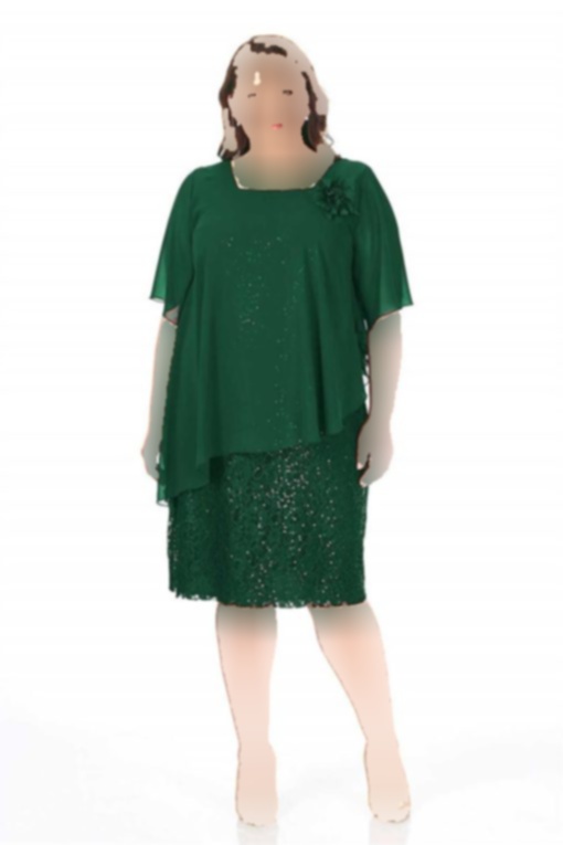 لباس مجلسی آستر‎دار قد توری شنل دار اکریلیکی سایز بزرگ سبز زنانه برند 1fazlası کد 1703313370