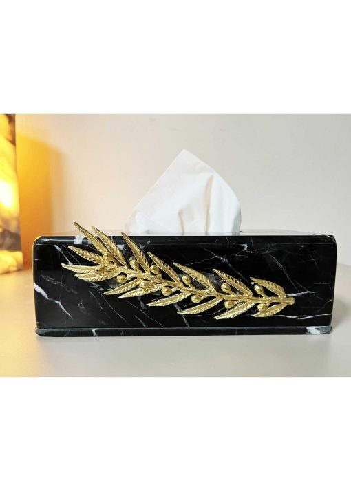 اکسسوار دار دستمال سفره برنجی طبیعی سنگ مرمر جعبه طلا مشکی برند Modestmarluxury کد 1701435970