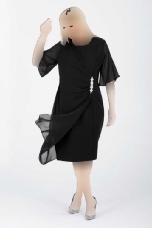 لباس مجلسی اکسسوار دار شیشه ای شیفون پارچه بافته شده سایز بزرگ سنگی مشکی زنانه برند 1fazlası کد 1703311637