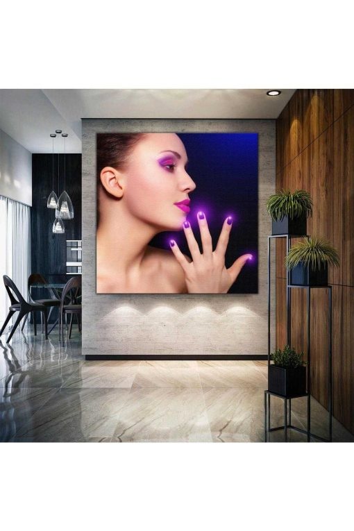 تابلو مدرن تزئینی مربع مدل بنفش زنانه با آرایش برند SML TABLO کد 1703851448