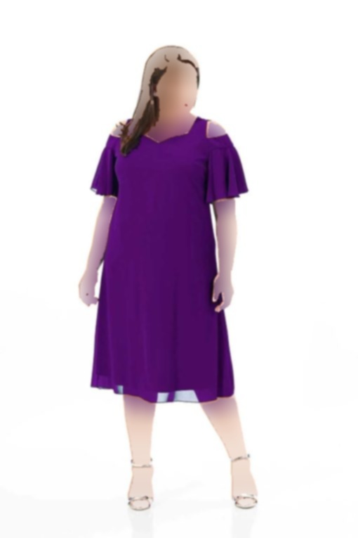 لباس مجلسی شیفون قد دکولته دوشی سایز بزرگ بنفش زنانه برند 1fazlası کد 1703312783