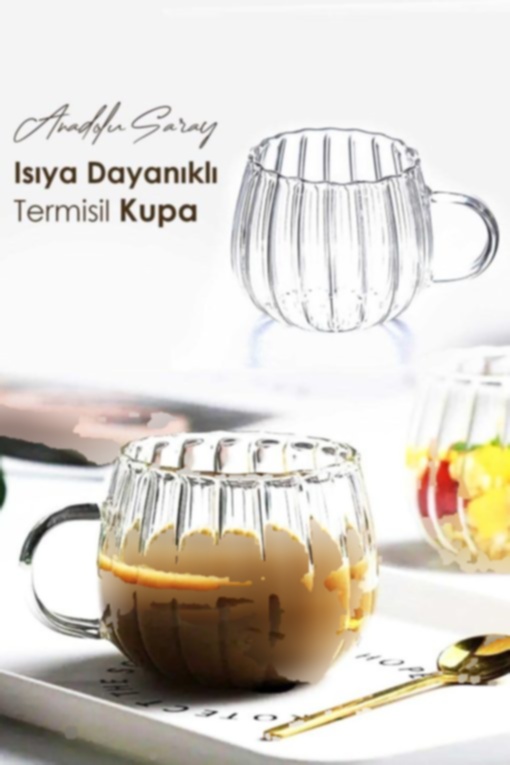 لیوان سرویس طرح دار حرارت شیشه ای خطدار مقاوم قهوه برند Anadolu Saray Çarşısı کد 1704107691