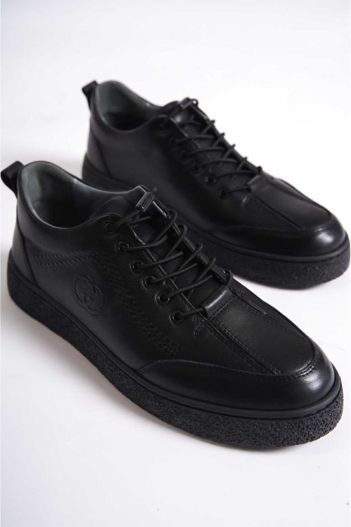 کفش اسپرت اسنیکر & مردانه مشکی چرم اصل برند Mubiano کد 1708495168