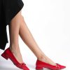 کفش عروسکی پاشنه بلند ورنی قرمز کلاسیک زنانه برند MANOLYA SHOES کد 1709191089