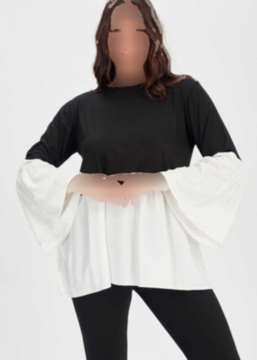 تونیک کرم پوپلین آستین مدل اسپانیایی مشکی زنانه برند Moda Cazibe کد 1707350774