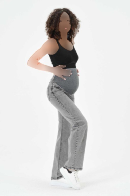 شلوار جین کشی پاچه گشاد کمربند‎دار عقب بندی خاکستری آنتراسیت بارداری برند BUSA کد 1707228668
