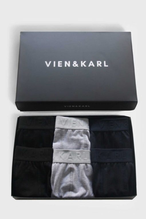 شلوارک لباس زیر جعبه ساده لایکرا سرمه ای طوسی مشکی مردانه برند Vien&Karl کد 1709820708