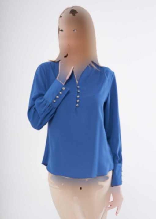 پیراهن قالب راحت رویال ساتن یقه هفت پیله دار دکمه آبی زنانه برند LİVE SPORT کد 1709560893