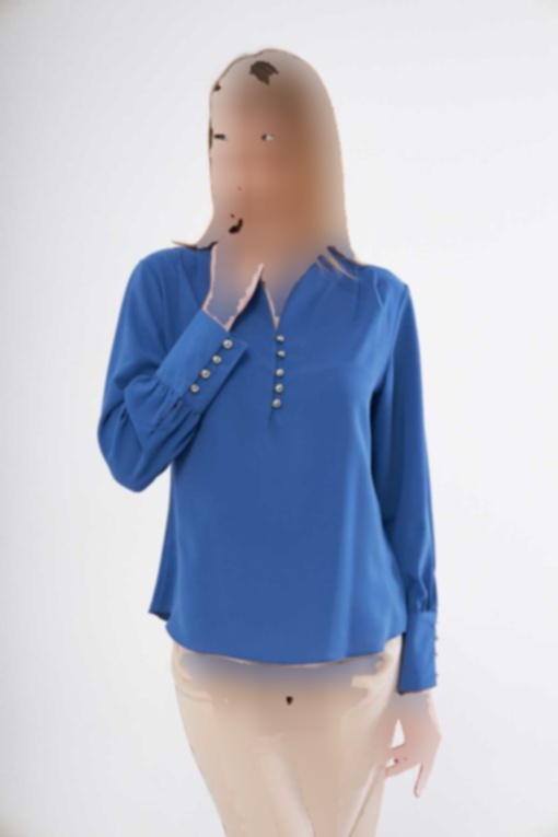پیراهن قالب راحت رویال ساتن یقه هفت پیله دار دکمه آبی زنانه برند LİVE SPORT کد 1709560893