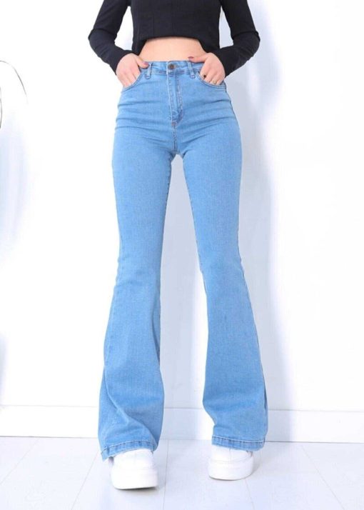 شلوار جین دور کمر بلند لایکرا آبی روشن رنگ مدل اسپانیایی برند TRENDNATUREL کد 1710422512