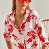 پیراهن ابریشم مصنوعی تا شده آستین طرح گلدار زنانه برند Bianco Lucci کد 1710150112