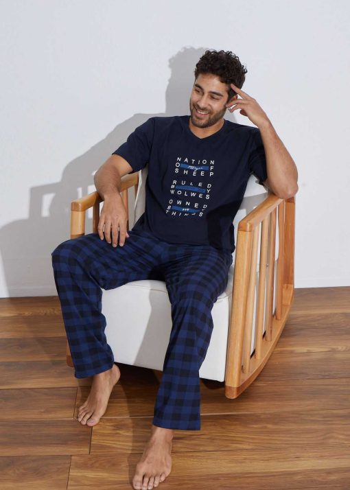 لباس راحتی پانیه (تابستان) مردانه چهارخونه برند Ayans Pijama کد 1712491276