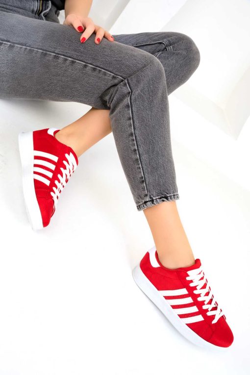 کفش اسپرت اسنیکر قرمز زنانه جیر سفید برند SOHO کد 1712058115