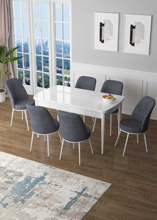 صندلی میز آشپزخانه ام دی اف دودی سفید سری برند Canisa Concept کد 1712589664