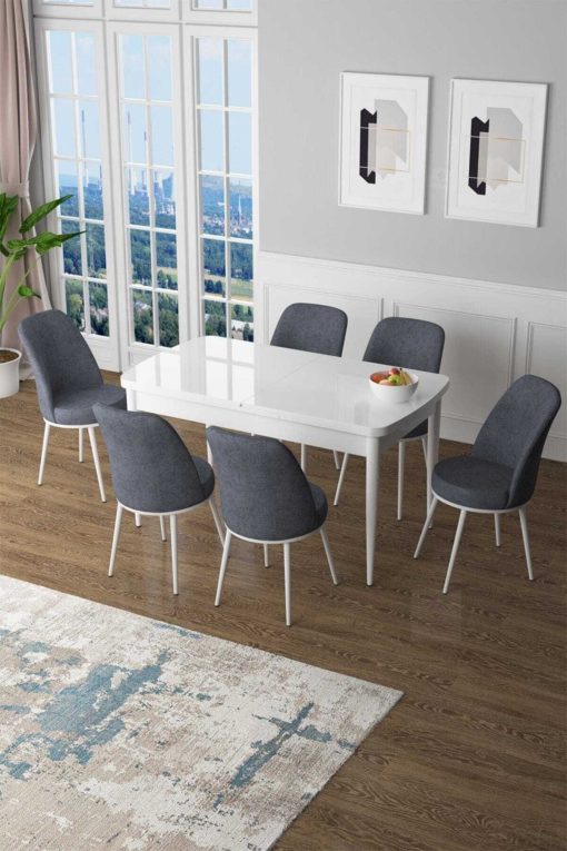 صندلی میز آشپزخانه ام دی اف دودی سفید سری برند Canisa Concept کد 1712589664
