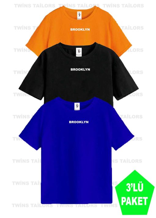 بسته بچه گانه چاپی آبی خودکاری تی شرت نارنجی-سیاه-ساکاکس برند twins tailors کد 1712582299