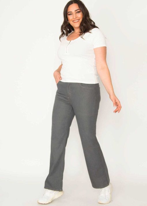 پارچه گاباردین 5 جیب سایز بزرگ طوسی شلوار زنانه برند Şans کد 1712591293