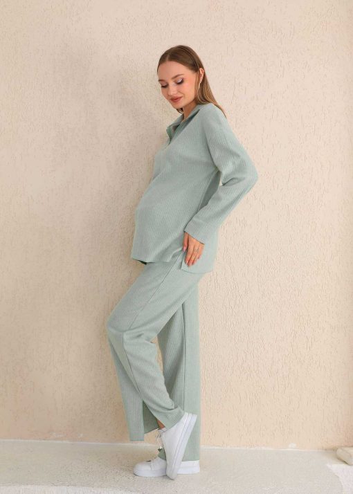 ست لباس راحتی زیپ دار پارچه یقه سبز بارداری برند Miss Dünya Lissa کد 1715690291