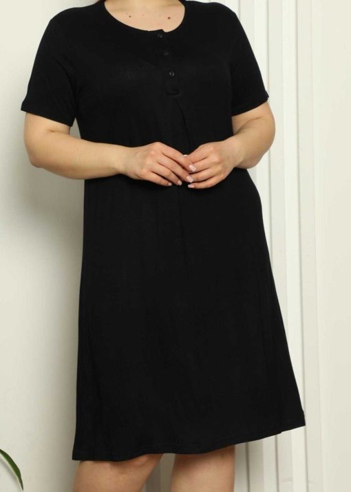 لباس شب تونیک بارداری لایکرا سایز بزرگ گشاد آستین کوتاه مشکی برند Nicoletta کد 1714996940